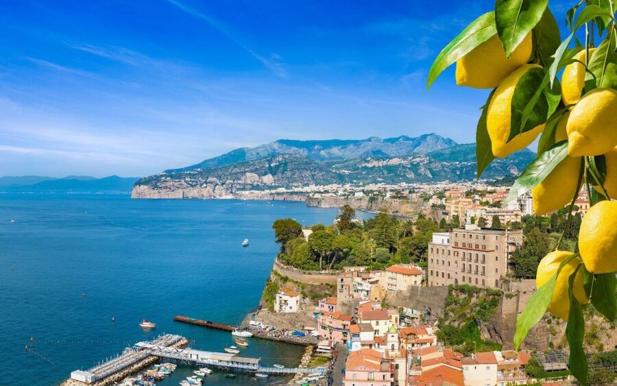 The Amalfi coast road above the water