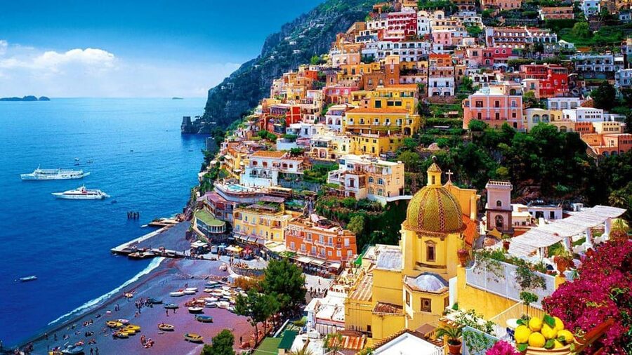 Shared Tour Sorrento, Amalfi Coast, and Pompeii from Naples - Positano: one hour among steep lanes and ceramic shops